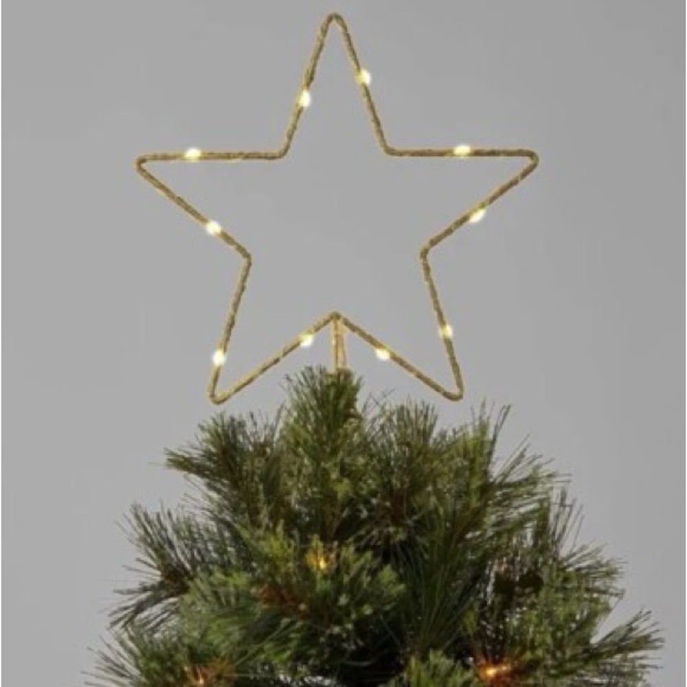 Wondershop 10in LED Lit Dewdrop Glitter Metal Open Star Tree Topper Gold